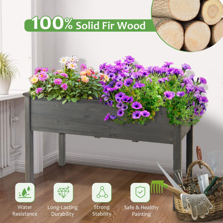 Wooden Raised Vegetable Garden Bed Elevated Grow Vegetable Planter Doba